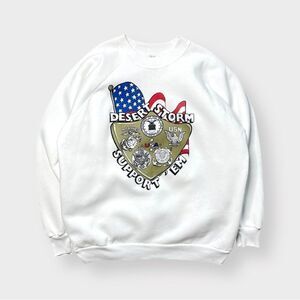 Vtg 90s Desert Storm Support 'Em Sweatshirt, USA Flag War Air Force Gulf War 2XL